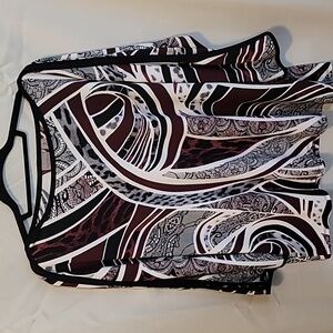 Chicos Easywear sz 3 Top Maroon and Black